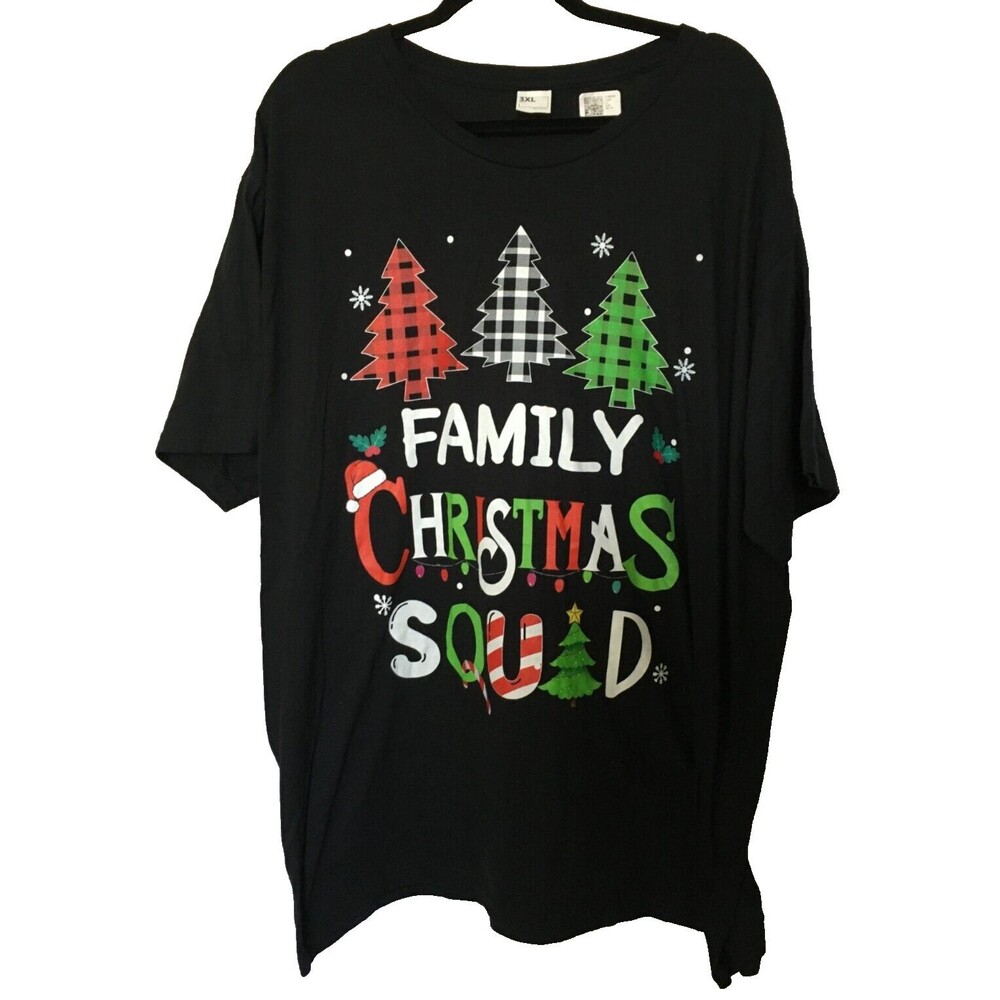 Family Christmas Squad T- Shirt 3XL-Chest 58"  Ugly Xmas Unisex Tee Black